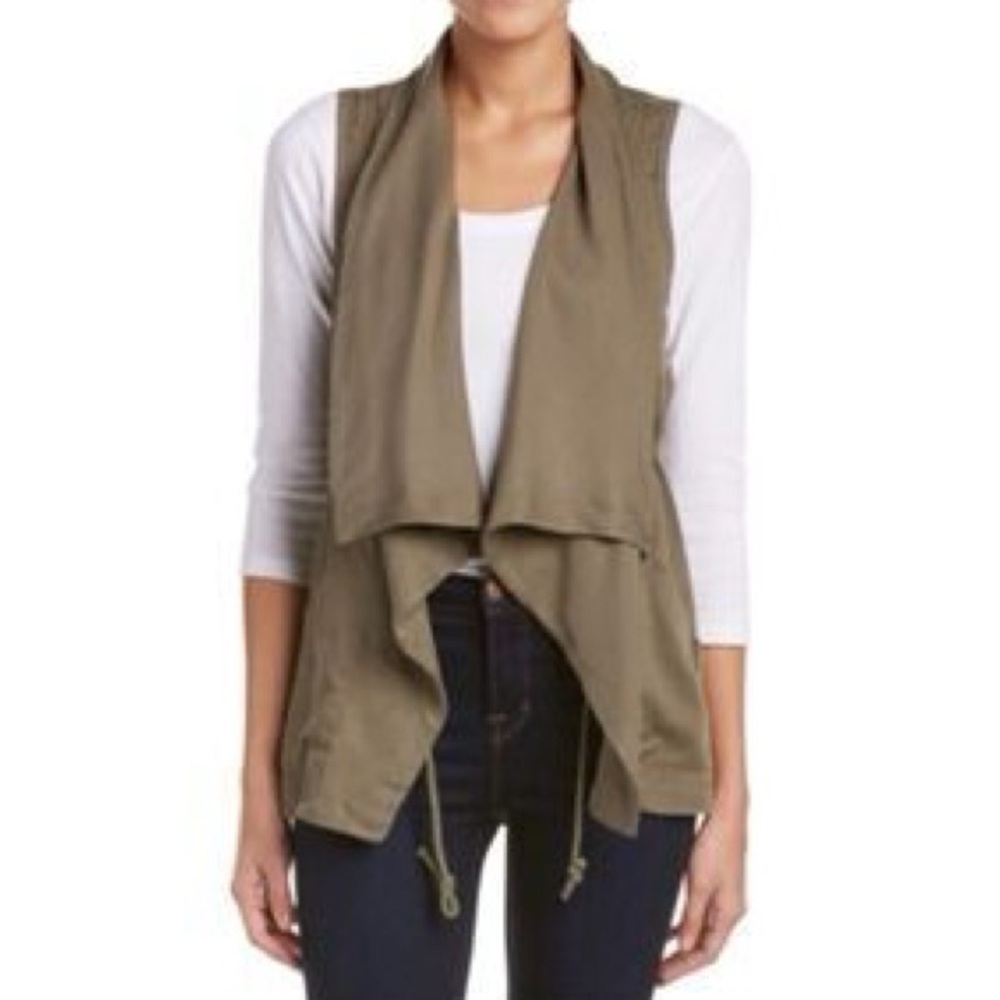 NWT FATE Women’s Open Cinch Waist Pocket Vest- Army Green/ Size Small